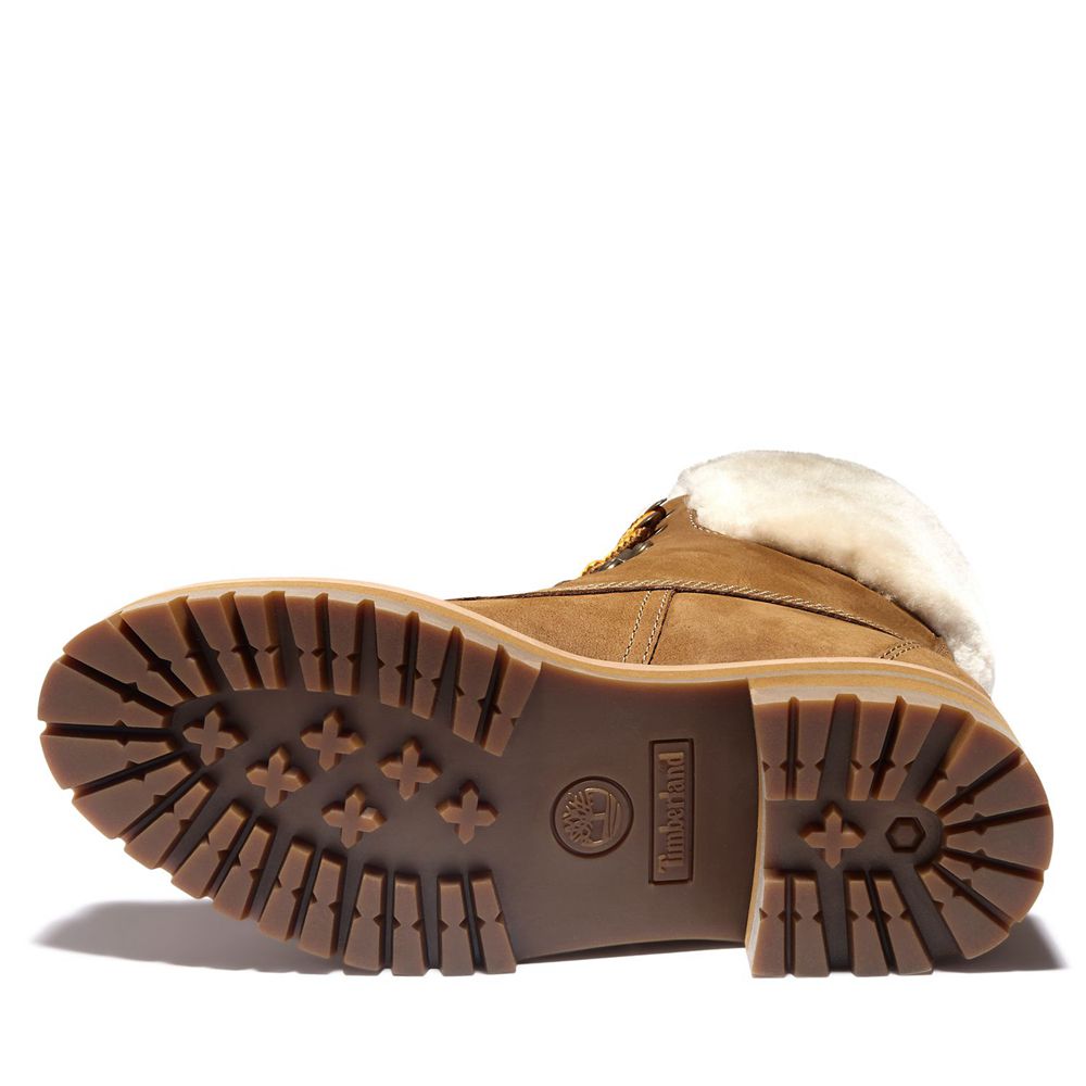 Botas Feminino - Timberland 6-Inch Courmayer Valley Impermeavel Shearling - ASMKL5426 - Marrom